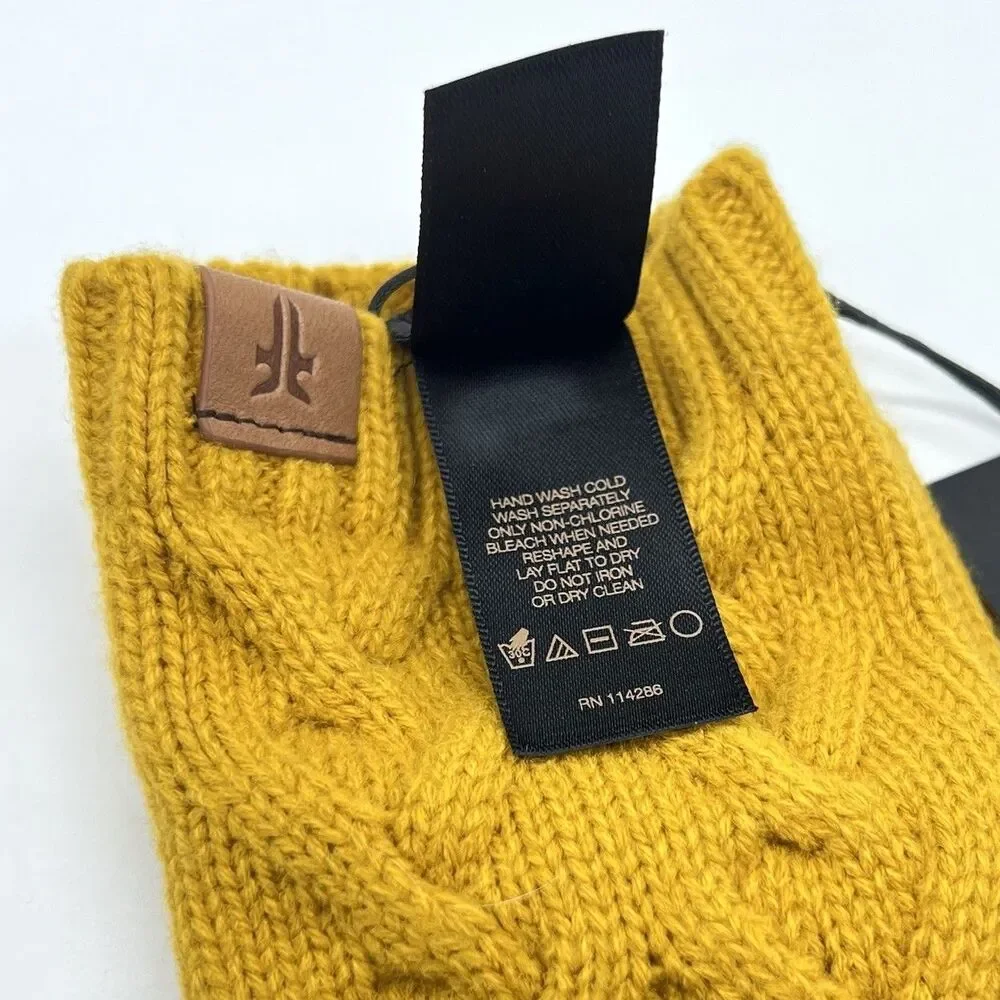 NWT Frye Womens Gloves Cable-Knit Fingerless Arm/Wrist Warmer Mustard Yellow OS